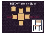 set čtverec 60x60 + 6 židlí