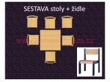 set čtverec 80x80 + 6 židlí