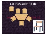 set lichoběžník 120x60 + 6 židlí
