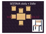 set obdélník 60x80 + 6 židlí
