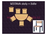 set půlkruh 120x60 + 6 židlí