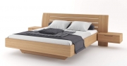 postel FLABO 200x200 s úložným prostorem a nočními stolky dub